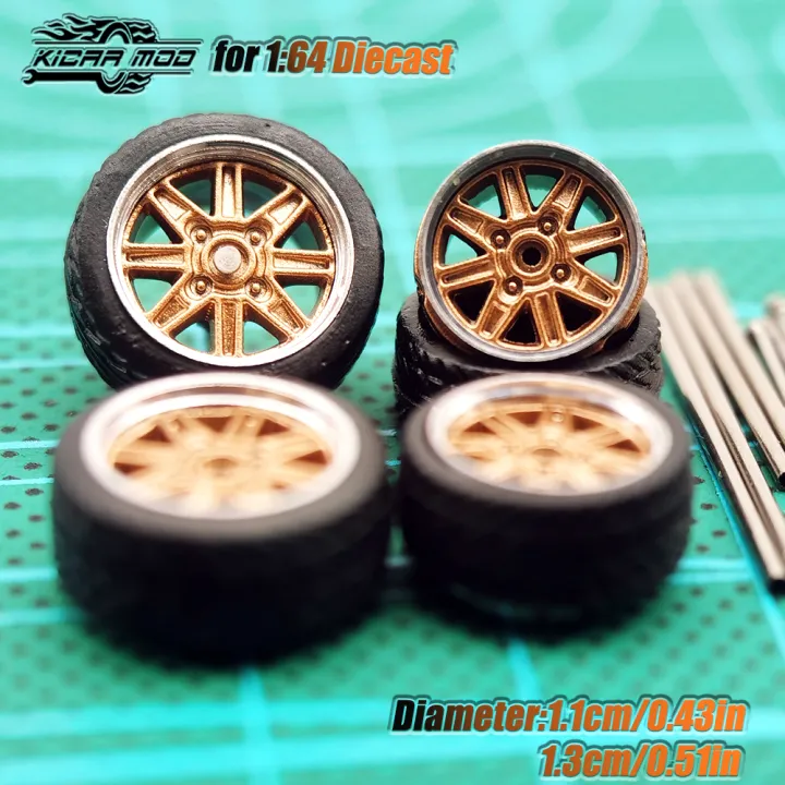 Kicarmod%201/64%20Model%20Car%20ABS%20Wheels%20with%20%20Tire%20Metal%20Rims%20Front%20Small%20Rear%20Large%20Refitting%20Parts%20For%20Model%20Car%20Hot%20Wheels%20-%20Image%207