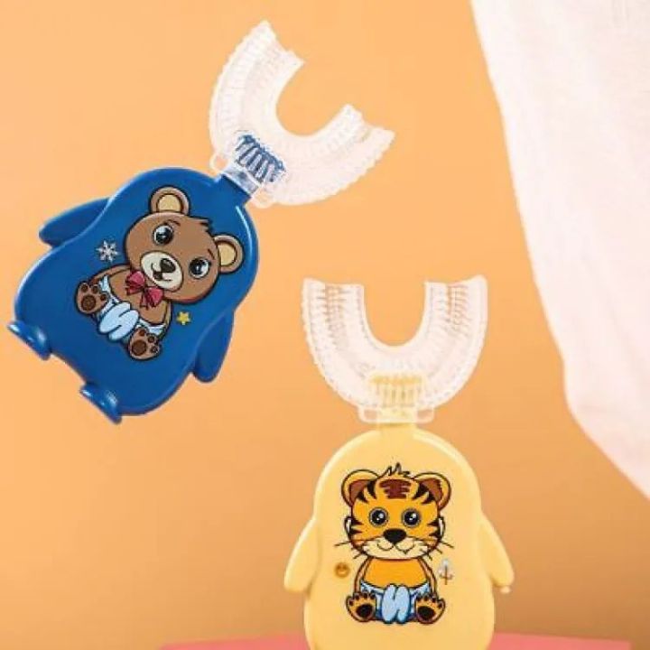 U-Shaped Toothbrush Four Bears Full Coverage Large Soft Silicone Brush Head Full Mouth Toothbrush for Children