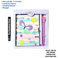 Kids Diary with Butterfly Pen and Lock Set B6-7x5 inch 48 Pages - Girls Planner with Creative Sketching Features. 