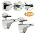 2pcs Adjustable Wood/Glass Shelf Support Clips Zinc Alloy Shelves Brackets with Anti-Slip Pads, Partition Clamps for Bathroom.