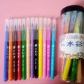 12-18-36 Colour hard brush markers in jar/hard case for drawing and painting. 
