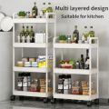 3/4 Tier Mobile Storage Rack Trolley Organizer With Wheels Plastic  Kitchen Organizers Household Cart Mobile Trolley Bookshelf. 