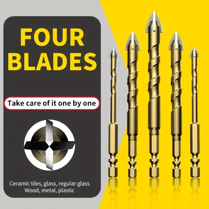 5/7-piece set 3-12 mm cross hexagonal triangle drill bit for glass ...