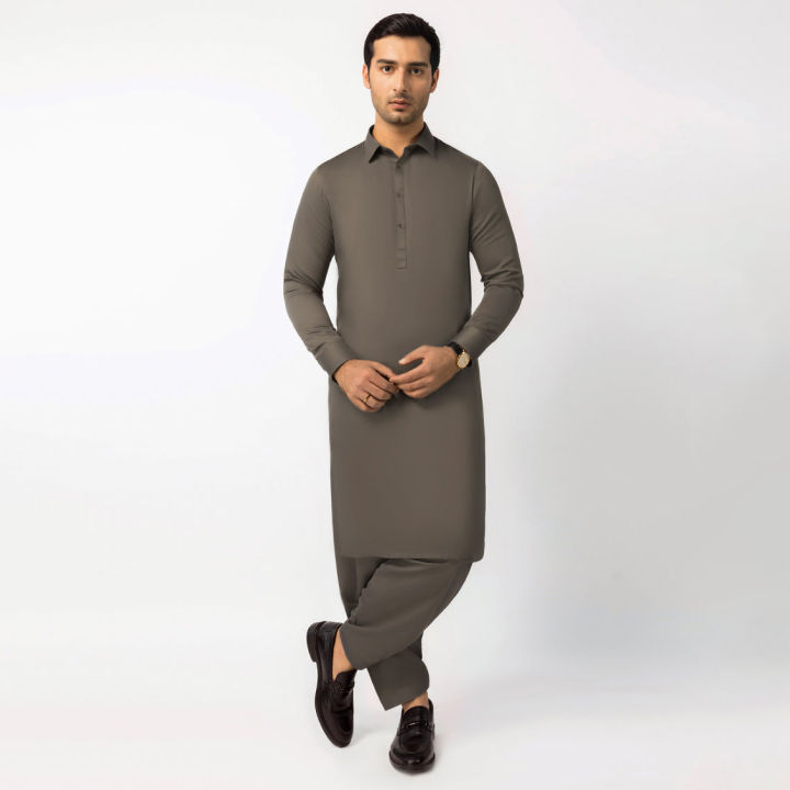 Junaid Jamshed Men - Mud Grey Unstitched Fabric JJMS-3868/S26/JJ11003-B