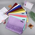 Winter Women Scarf Fashion Solid Soft Cashmere Scarves for Lady Pashmina Shawls Cashmere Dual Color shawl for Women - Random Colors. 