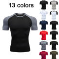 Men's Compression Shirts Summer Short Sleeves Tees T-shirt Gym Workout Fitness Running Tops Undershirts Baselayer Sportswear.