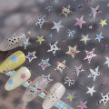 Grid Patterned Star Bowknot Cherry Polka Dot Line Colorful Geometric Five-pointed Star Adhesive Nail Art Sticker Manicure Decal. 