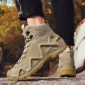 Men Tactical Boots with Straps for Combat Training Waterproof Straps Outdoor Hiking Breathable Shoes Multifunctional Motorcycle. 