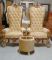 Golden High Back Chair with coffee table.. 