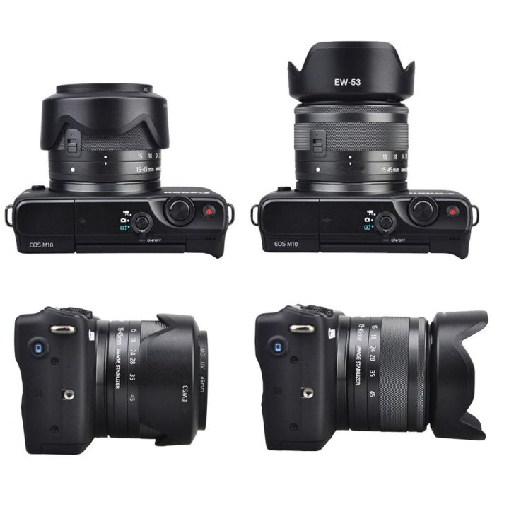 EW-53%2049mm%20Lens%20Hood%20Reversible%20Camera%20Lente%20Accessories%20for%20%20EOS%20M10%20EF-M%2015-45%20mm%20f/3.5-6.3%20IS%20STM%20Lens%20-%20Image%202