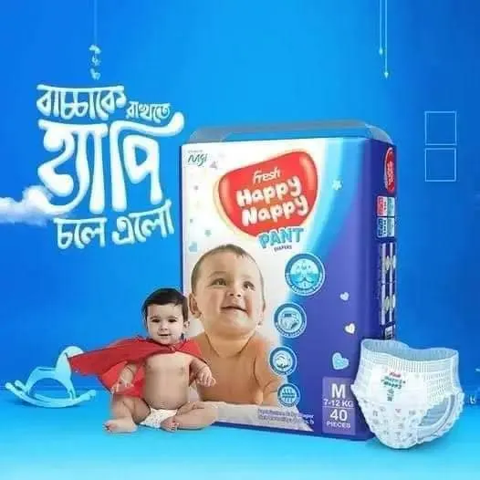 Fresh%20Happy%20Nappy%20M%20Size%20(40pcs)%20Pant%20Style%20Baby%20Diapers%20for%207-12Kg%20Babies%20-%20Image%203