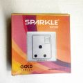 15A 3Pin Socket White & Gold. 