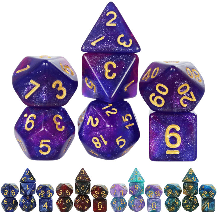 Dice Set Board Games Roll Dice Galaxy Theme Polyhedral Dice Set Amazing Colourful Universe Effect For DND Accessories