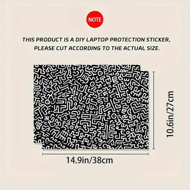 Pack%20of%203,1Spare,Fearless%20Black%20and%20White%20Labyrinth%20Pattern%20Laptop%20Sticker-Scratch%20Resistant%20Computer%20Case,Self%20Adhesive%20Durable%20-%20Image%205