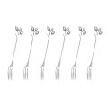 6Pcs Creative Stainless Steel Gold Flatware Fruit Fork Dinnerware Appetizer Snack Dessert Fork Kitchen Tableware Leaf Shape. 