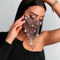 Shiny Rhinestone Face Mask Bling Tassel Veil Mask Reusable Metal Crystal Belly Dance Face Veil Sequins Masquerade Party Jewelry. 