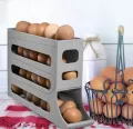4 Layer Automatic Rolling Egg Holder Large Capacity Space Saving 30 Egg Container Plastic Egg Tray for Refrigerator Storage Box. 