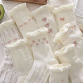 5/10 Pairs Women Lolita Style Mid Tube Socks Fashionable Bow and Small Flower Pattern Spring Summer Cute Sweet Casual Socks.