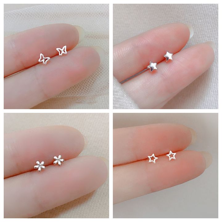New Heart Stud Earrings for Women Hypoallergenic Daily Wear Minimalist Cute Star Silver Color Ear Girls Pierc Jewelry