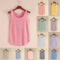 Solid Color Casual Running Tee For Women U-Neck Beach Vest Summer Loose Bamboo Cotton Blend Tops Sports T-Shirt Tank Tops. 