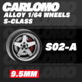 Carlomo S-Class 1/64 Alloy Wheels Rubber Tires with Brake Disc Assembly Rims for Model Diecast Car for Hot Wheels Detail up Kits.