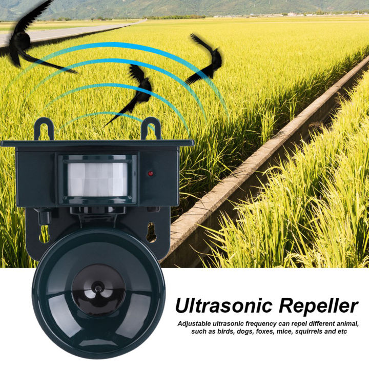 Solar Powered PIR Motion Sensor Ultrasonic Pest Repeller Bird Dog Cat ...