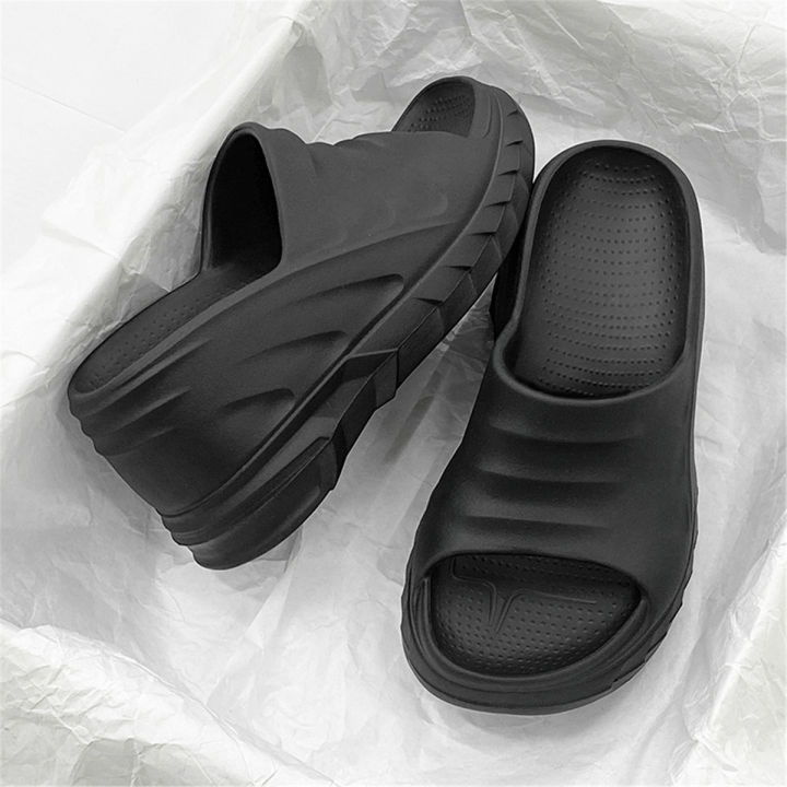 Women Fashion Summer 8 cm Chunky Sole Wedges Heels Flip Flops Casual Shoes Waterproof Taiwan Slippers  Lady Sandals