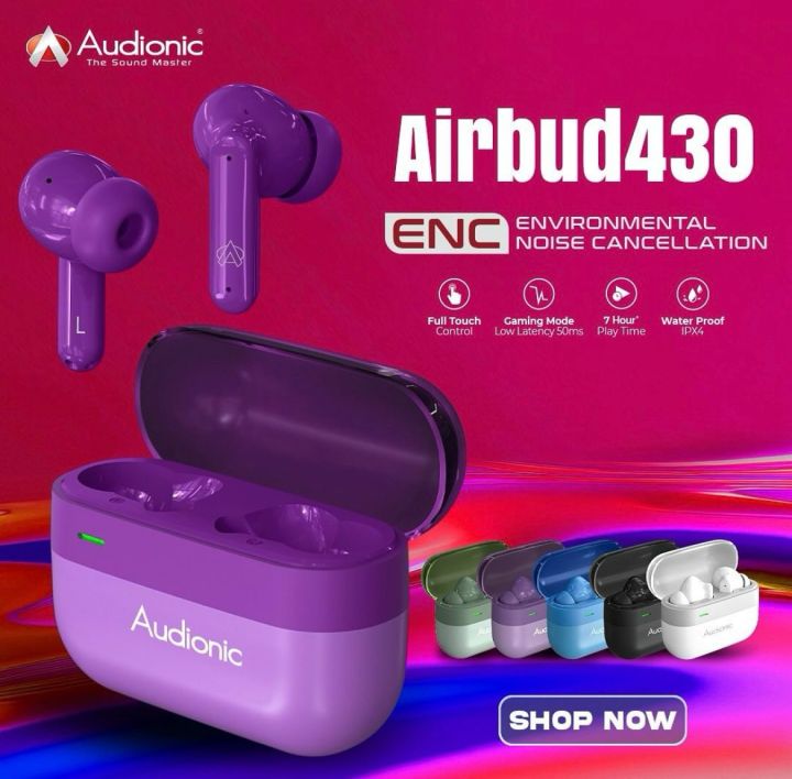 Airbud 430 ENC & Gaming Mode, Water resistant, Wireless Voice Assistant, Best price in pakistan