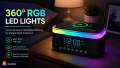 RGB Wireless Charging Bluetooth Speaker with Digital Clock & Alarm (15W). 