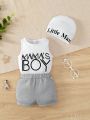 Summer Baby Boy Letter Graphic Bodysuit & Shorts. 