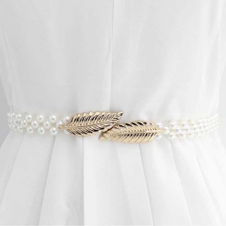 1pcs Europe And The United States Elastic Waist Chain Fashion Sweet Pearl Hundred With Decorative Waist Seal Skirt Jumper Coat