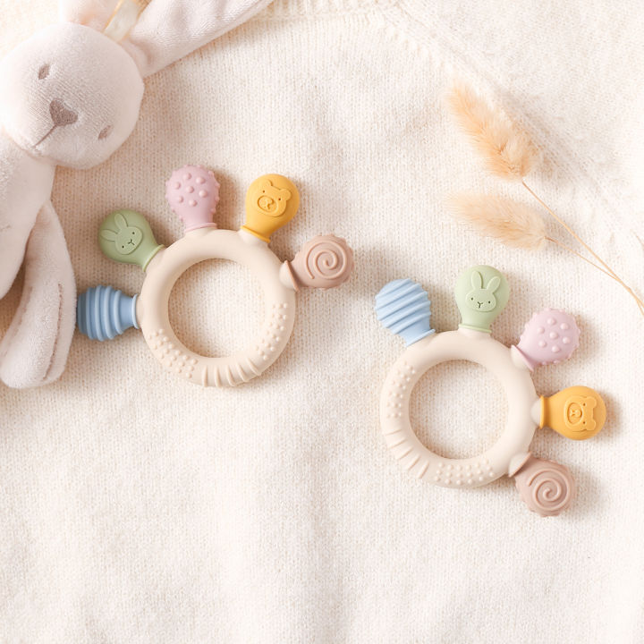Soft Silicone Baby Teether – Cartoon Shape Rich Biting Points, Rounded Corners, Finger Shape Awareness, High-Temp Sterilizable
