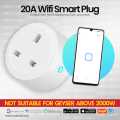 3 Pin Smart Wifi Plug Wall Socket Switch 20A 220v UK Plug Power energy monitor Work with Alexa Google Home Assistant. 