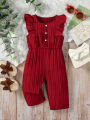 Kids Baby Girl's Solid Sleeveless Bodysuit For Summer European and American style Casual Jumpsuit. 