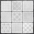 9/32Pcs Sashiko Embroidery Stencil Set - Reusable PET Geometric Patchwork Template for DIY Handmade Embroidery Tools.