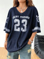 New Hot Women Los Angeles jerseys Coolane Summer Drop Shoulder Oversized Football Jersey Tee With Letter Print Couple Same Style.
