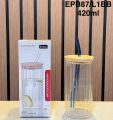 Juice Glass with straw |  1PC AIR TIGHT STRAW JUICE JAR | 420Ml , EPB78/L1  |  HIGH QUALITY BOROSILICATE MADE Glass | light in weigh | can use in everyday drink. 