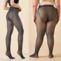 Thicken Polar Stockings Winter Warm Leggings Women'S Fleece Lined Tights Skin Effect Pantyhose Fake Translucent Wool Sock Pants. 