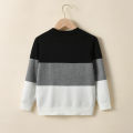 Boys College Style Striped Contrasting Sweater Pullover Suitable for School Season, Autumn and Winter. 