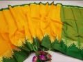 Halfsilk yellow colour agun par saree/halfsilk saree. 