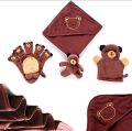 Premium Extra Soft Cartoon Animal Shape Hooded Bamboo Baby Bath Towel Set Pack of 4. 