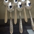 Stainless Steel Table Spoons with Laser Check Design/Laser Flower Design(Set of 6). 