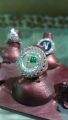 Pakistan Flag Ring Original Silver (پاکستانی پرچم والی انگوٹھی) with White Diamond type stone - Patriotic Pakistani Jewelry. 