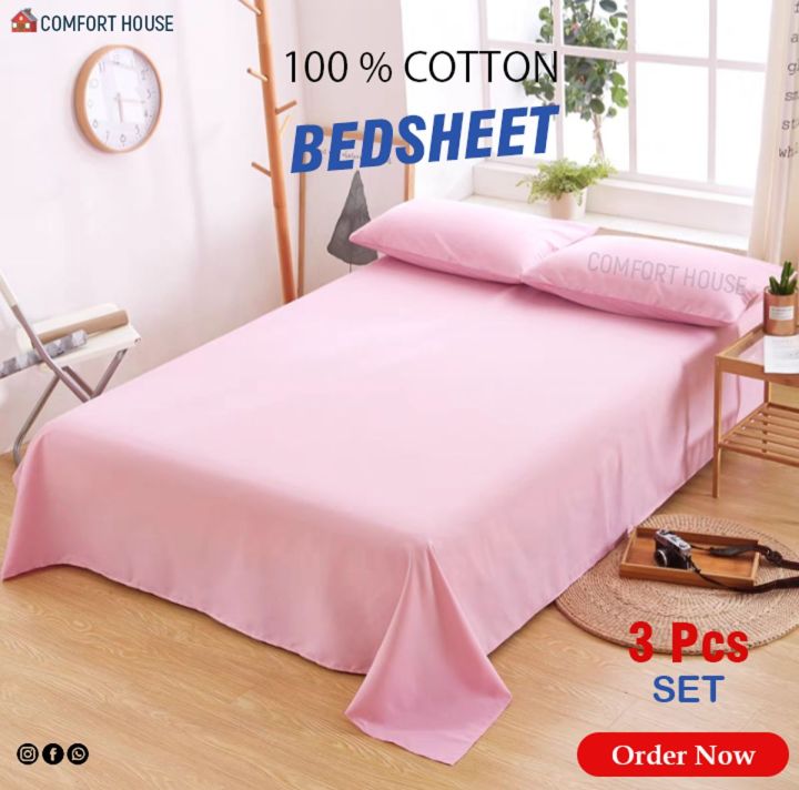 Solid%20Pink%20Colour%20King%20Size%20Bed%20Sheet%20With%20Pillow%20Cover%20-%20Bed%20Sheet%20-%20Image%202