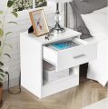 Bedside Table Bedroom Locker  Pumping Small Study Bathroom with Lock Living Room Corridor Thicken Solid Wood White (24*15*15 Inches). 