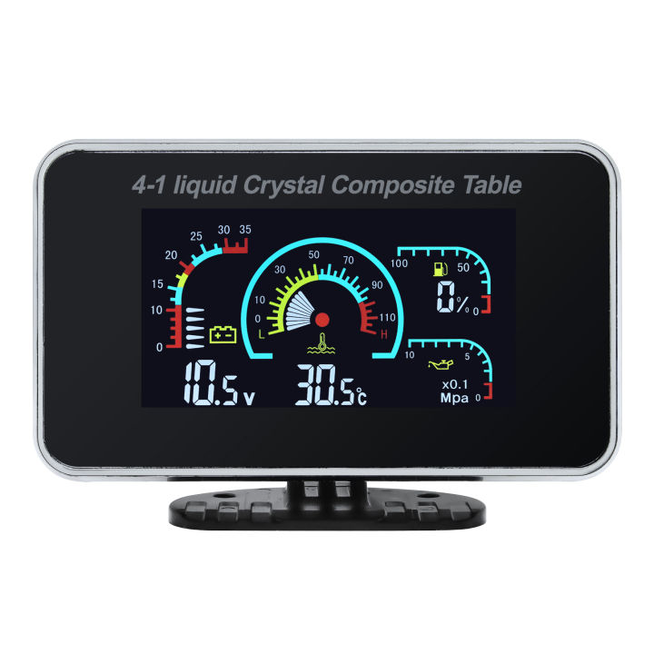 2 In 1 / 3 In 1 / 4 In 1 LCD Digital Oil Pressure Gauge Voltmeter Fuel Level Meter 1/8 NPT Oil Press Sensor + Water Temp Sensor