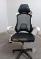 Sytas Executive Leather Office Chair, Comfy Desk Chair with Adjustable Headrest & Flip-up Padded Arms & Lumbar Support, Adjustable Hight and Tilt, Rolling Swivel Chair, Black. 