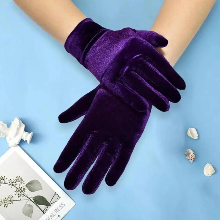 Autumn Winter Warm Velvet Gloves Solid Color Driving Goves Fashion Etiquette Mittens Quality Elastic Outdoor Goves Velvet Gloves