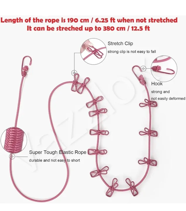 Cloth%20Drying%20Rope%20with%20Hooks%20Elastic%20Cloth%20Hanging%20Rope%20for%20Cloth%20Drying%20with%2012%20Clips%20Cloth%20Rope%20for%20Drying%20Clothes%20for%20Travel%20Home%20Outdoor%20Kapde%20Sukhane%20ki%20Rassi%20Wire%20-%20Multicolor%20-%20Image%204