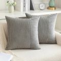 Beige Striped Striped Patchwork Corduroy Throw Pillow Cover 18x18 Soft Plush Couch Cushion Cover for Sofa Cozy Modern Pillowcase.